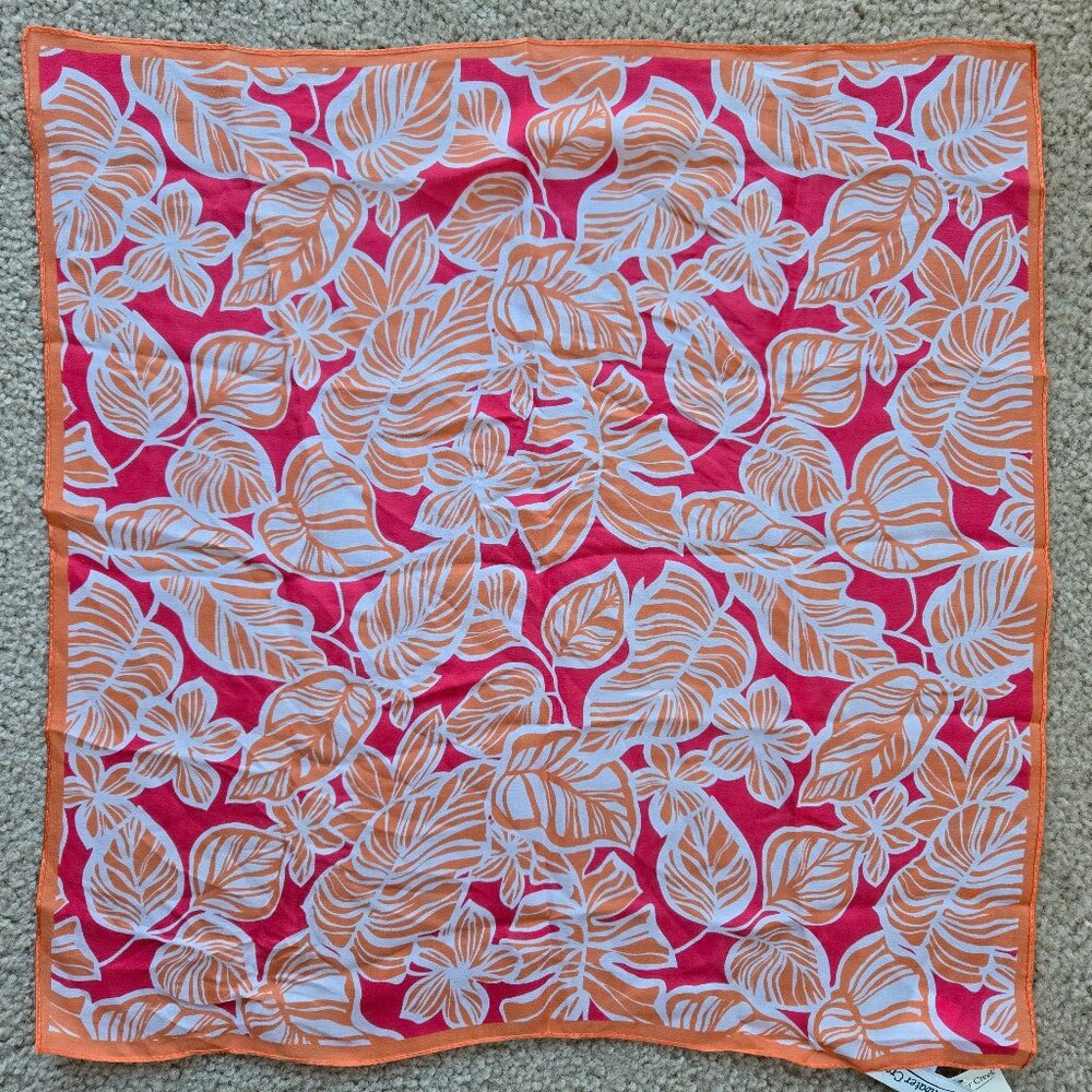 NWT Coldwater Creek Silk Square Scarf Banana Leaves